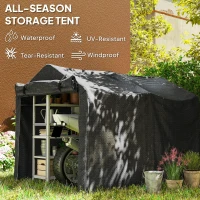 Outsunny Outdoor Storage Shed, UV Resistant Bike Tent with Roll-up Zipper Door, Portable Shed for Bike, Motorcycle, Black(m-4)