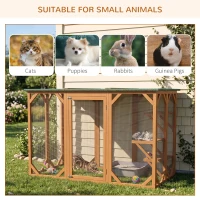 PawHut 71"L Catio Outdoor Cat Enclosure, Indoor Cat Cage, Pet House, Small Animal Hutch for 1-2 Rabbit, Kitten, Kitty Crate Kennel w/ Waterproof Roof, Multi-Level Platforms, Orange(m-9)