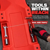 HOMCOM 40" Mechanic Creeper, 330 LBS Capacity, Low Profile, Padded Headrest, 2 Tool Trays, 6 Casters for Auto Repair, Red(m-6)