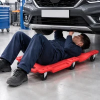 HOMCOM 40" Mechanic Creeper, 330 LBS Capacity, Low Profile, Padded Headrest, 2 Tool Trays, 6 Casters for Auto Repair, Red(m-1)