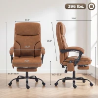 HOMCOM Massage Office Chair Vibration Computer Chair Heated Reclining PU Leather Footrest Height Adjustable Brown(m-3)