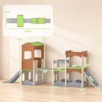 Qaba 8 in 1 Toddler Slide Set with Balance Bridge, Playhouse, Climber, Storage, Indoor Playset Playground for 3-6 Years(m-3)
