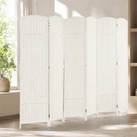 HOMCOM Folding Room Divider Screen 6 Panel 5.6 ' Tall Privacy Screen Freestanding Room Partition for Home Office, White(m-9)