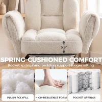 HOMCOM Criss Cross Office Chair with Flip-Up Armrests, Reclining Desk Chair with Wide Seat, Footrest, Wheels, Cream White(m-5)
