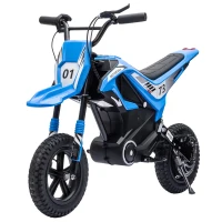 Qaba 24V Kids Electric Motorcycle with 180W Brushless Motor, Suspension, Soft Start, 12" Rubber Tires for 6+ Years, Blue(m-11)