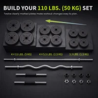 Soozier 3-in-1 Adjustable Dumbbell Set, 110 lb Weights Dumbbells Set for Home Gym with Non-Slip Grip(m-5)