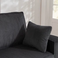 HOMCOM 86" 3 Seater Sofa, Modern Corduroy Upholstered Couch, Dark Grey(m-11)