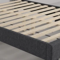 HOMCOM Queen Size Bed Frame with Adjustable Headboard, Linen-Feel Upholstered Platform Bed Frame with 12 Slat Support Dark Grey(m-10)