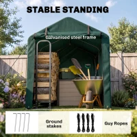 Outsunny Outdoor Storage Shed, UV Resistant Bike Tent with Roll-up Zipper Door, Portable Shed for Bike, Motorcycle, Dark Green(m-5)