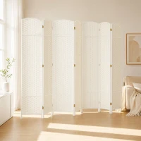 HOMCOM Folding Room Divider Screen 8 Panel 5.6 ' Tall Privacy Screen Freestanding Room Partition for Home Office, White(m-9)