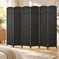 HOMCOM Folding Room Divider Screen 6 Panel 5.6 ' Tall Privacy Screen Freestanding Room Partition for Home Office, Black(m-9)
