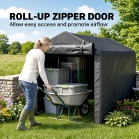 Outsunny Outdoor Storage Shed, UV Resistant Bike Tent with Roll-up Zipper Door, Portable Shed for Bike, Motorcycle, Dark Grey(m-6)