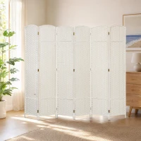 HOMCOM Folding Room Divider Screen 6 Panel 5.6 ' Tall Privacy Screen Freestanding Room Partition for Home Office, White(m-7)