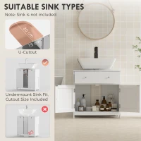 HOMCOM Modern Bathroom Vanity Cabinet, Freestanding Under Sink Storage with Drawer, U-Shaped Cutout for Pedestal Sink, White(m-4)