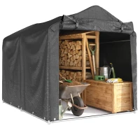 Outsunny Outdoor Storage Shed, UV Resistant Bike Tent with Roll-up Zipper Door, Portable Shed for Bike, Motorcycle, Dark Grey(m-9)