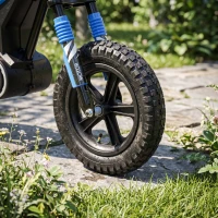 Qaba 24V Kids Electric Motorcycle with 180W Brushless Motor, Suspension, Soft Start, 12" Rubber Tires for 6+ Years, Blue(m-9)