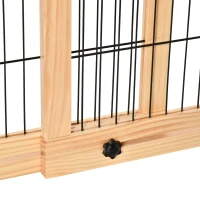 PawHut 71" W x 27" H Extra Wide Freestanding Pet Gate with Adjustable Length Dog, Cat, Barrier for House, Doorway, Hallway, Natural(m-12)