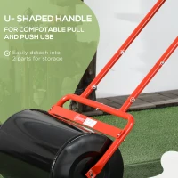 Outsunny 20-Inch Push/Tow Behind Lawn Roller Filled with 10 Gal Water or Sand for Flattening Sod in the Garden, Red(m-7)