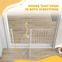 PawHut 30"- 57" Easy Install Pet Gate w/ Door & Double Locking System, Extra Wide Dog Gate for Stairs, Hallways, White(m-9)