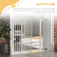 PawHut Extra Tall Dog Gate with Door, Pressure Fit, Auto Close, Double Locking for Doorways Hallways Stairs, 29"-39", White(m-5)