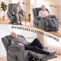 HOMCOM Dual Motor Power Lift Recliner Chair with Massage and Heat for Elderly, 180° Flat Recline, Wide Seat, Dark Gray(m-4)