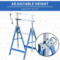 HOMCOM Set of 2 Adjustable Telescopic Builders Trestle, DIY Steel Work Bench Carpenter, Folding Saw Horse Tools Blue(m-4)