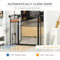 PawHut 29.1''-31.5'' Extra Wide Dog Gate with Cat Door, 30"H Stair Gate with Extension, Wall Cups, Pressure Fit, Auto Close, Double Locking, for Doorways, Hallways, Stairs, Black(m-5)