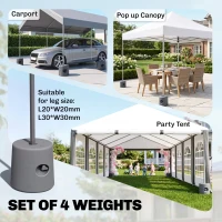 Outsunny HDPE Tent Weights Set of 4, Canopy Weights, Fill with Water or Sand, 104LBS(m-4)