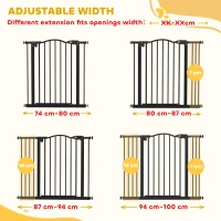 PawHut Extra Tall Dog Gate with Door, Pressure Fit, Auto Close, Double Locking for Doorways Hallways Stairs, 29"-39", Black(m-4)