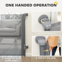 PawHut Retractable Dog Gate, 36.6" Tall,  Extends to 55" Wide, Mesh Pet Gate with Single Hand Operation, for Stairs, Doorways(m-5)