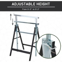 HOMCOM Set of 2 Adjustable Telescopic Builders Trestle, DIY Steel Work Bench Carpenter, Folding Saw Horse Tools Black(m-5)