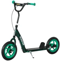 Qaba Kids Scooter with Adjustable Handlebar, Kids Kick Scooter with Non-slip Footplate, Rear Brake, 12" EVA Wheels, Green(m-11)