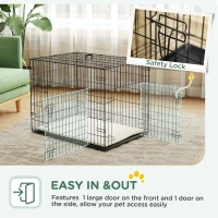 PawHut 30" Dog Crate with 2 Doors, Folding Metal Dog Cage with Soft Cushion, Removable Tray, Handle, for Small Dogs, Black(m-5)