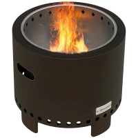 Outsunny Metal Wood-burning Smokeless Fire Pit, Black(m-9)