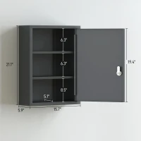 kleankin 16" x 21" Lockable Medicine Cabinet, 3 Tier Steel Medical Wall Box with 2 Keys and Shelves for Bathroom, Gray(m-3)