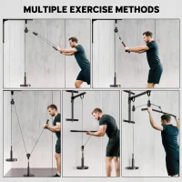 Soozier Weight Cable Pulley System for Home Gym with Universal Loading Pin for LAT Pull Down, Biceps Curl Workout, Red(m-4)