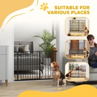 PawHut 30"- 45" Easy Install Pet Gate w/ Door & Double Locking System, Extra Wide Dog Gate for Stairs, Hallways, Black(m-7)