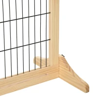 PawHut 71" W x 27" H Extra Wide Freestanding Pet Gate with Adjustable Length Dog, Cat, Barrier for House, Doorway, Hallway, Natural(m-9)