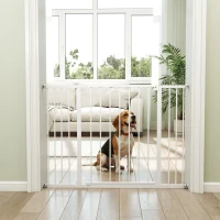 PawHut Pressure Fit Dog Gate Pet Barrier for stairs doorway, 29.9''- 42.1'' Width White(m-9)