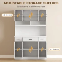 HOMCOM 73" Pantry Cabinet with Charging Station, Tall Kitchen Hutch with Microwave Stand, Kitchen Pantry Storage Cabinet, White(m-5)
