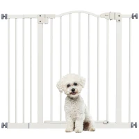 PawHut Extra Tall Dog Gate with Door, Pressure Fit, Auto Close, Double Locking for Doorways Hallways Stairs, 29"-37", White(m-9)