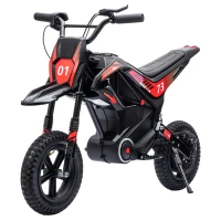 Qaba 24V Kids Electric Motorcycle with 180W Brushless Motor, Suspension, Soft Start, 12" Rubber Tires for 6+ Years, Black(m-11)