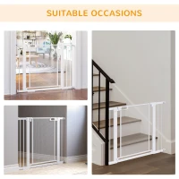 PawHut 29.5"-40.6" Metal Pet Gate, Dog Gate with Auto Closing Door, Double Locking, for Doorways, Stairs, Hallways, White(m-7)