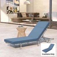 Outsunny Chaise Lounge Cushion, 4" Thick Outdoor Lounge Chair Cushions with Ties for Patio, 26" x 80", Navy Blue(m-10)