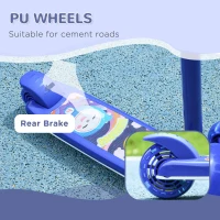 Qaba 3 Wheel Kids Scooter, Toddler Kick Scooter with Adjustable Height, Rear-Fender Brake, LED Light, TPE Handlebar, Blue(m-5)