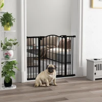 PawHut Extra Tall Dog Gate with Door, Pressure Fit, Auto Close, Double Locking for Doorways Hallways Stairs, 29"-39", Black(m-1)