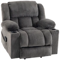 HOMCOM Dual Motor Power Lift Recliner Chair with Massage and Heat for Elderly, 180° Flat Recline, Wide Seat, Dark Gray(m-1)