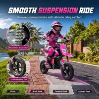 Qaba 24V Kids Electric Motorcycle with 180W Brushless Motor, Suspension, Soft Start, 12" Rubber Tires for 6+ Years, Pink(m-6)