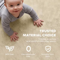 Qaba 1.2" Thick Baby Play Mat, 110" x 79" Playpen Mat, Non-Slip, Water-Resistant, Soft Flannel for Crawling, Cream White(m-7)