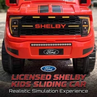 Qaba Ride on Push Car, Licensed Shelby Foot to Floor Sliding Toddler Toy with Trailer, Lift-Up Hood for 18-72 M, Red(m-4)
